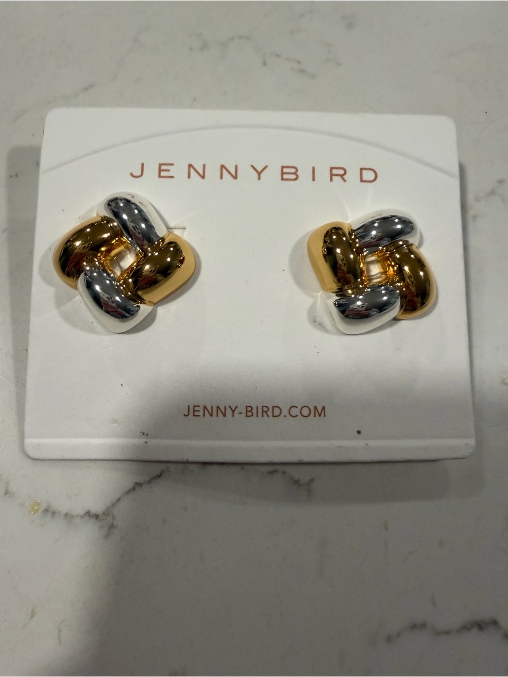 Jenny Bird Two-Tone Gold and Silver Interlock Knot Earrings